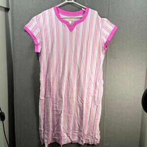 Stan Herman The Hamptons 100% Cotton V-Neck Caftan Peony/Stripe Petite X-Large